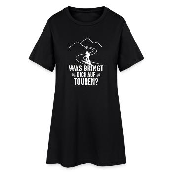 Was bringt dich auf Touren? - Frauen T-Shirt-Kleid - Schwarz - Vorne