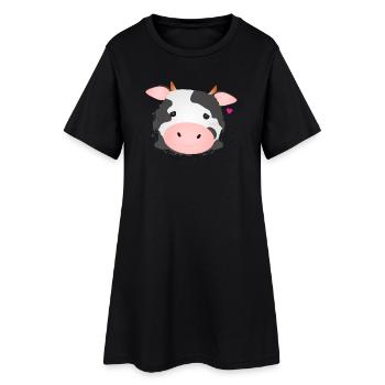 Vache mignonne pour les amoureux des animaux et les amateurs de ferme - Robe T-shirt Femme - noir - Devant