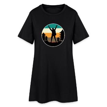 Berggipfel Wanderer Wanderung Bergsteigen Klettern - Frauen T-Shirt-Kleid - Schwarz - Vorne