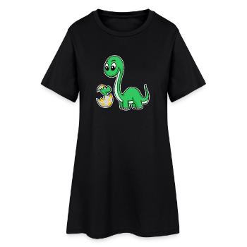 Dinosaure avec famille Baby Dinosaur - Robe T-shirt Femme - noir - Devant
