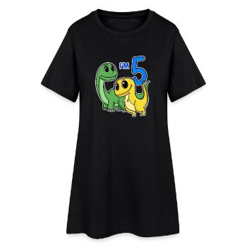 5 ans - 5ème anniversaire avec motif animal - Dino - Robe T-shirt Femme - noir - Devant