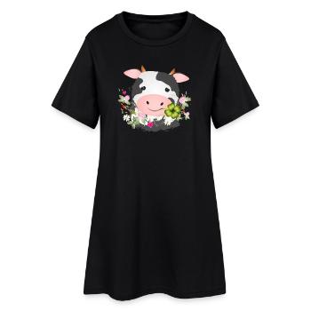 Vache mignonne avec trèfle pour les fans de ferme - Robe T-shirt Femme - noir - Devant