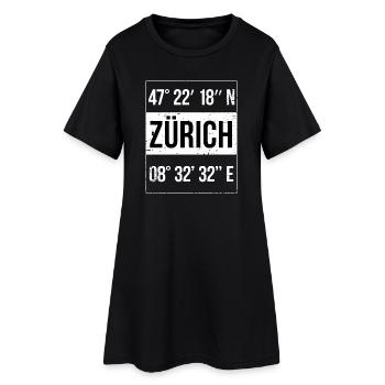 Koordinaten Zürich - Frauen T-Shirt-Kleid - Schwarz - Vorne