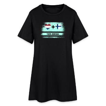 Finnland und Niederlande 100% Genius Flagge - Frauen T-Shirt-Kleid - Schwarz - Vorne
