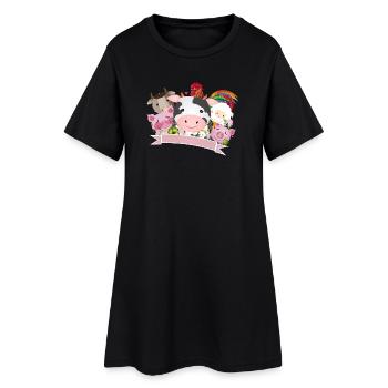 Heureux animaux de ferme ensemble à la campagne - Robe T-shirt Femme - noir - Devant