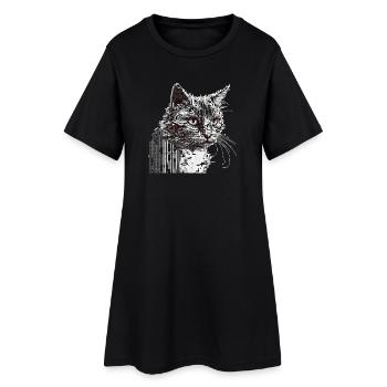 ASCII Cat - Frauen T-Shirt-Kleid - Schwarz - Vorne