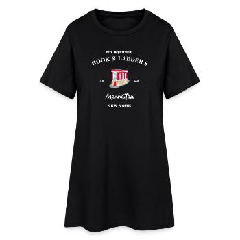 New York, Manhatten, Feuerwehr, Hook & Ladder 8 - Frauen T-Shirt-Kleid - Schwarz - Vorne