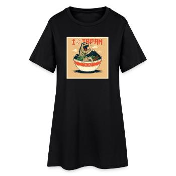 Ramen dino dans le style pop art - Robe T-shirt Femme - noir - Devant