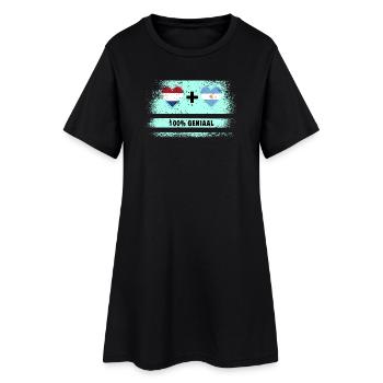Argentinien und Niederlande 100% Genius Flagge - Frauen T-Shirt-Kleid - Schwarz - Vorne