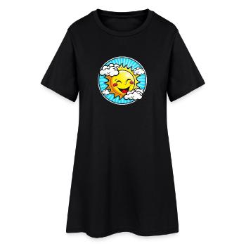 Happy Sun - Frauen T-Shirt-Kleid - Schwarz - Vorne
