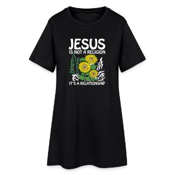 Jesus is not a religion it s a relationship - Frauen T-Shirt-Kleid - Schwarz - Vorne