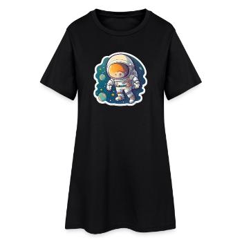 Space Adventure - Frauen T-Shirt-Kleid - Schwarz - Vorne