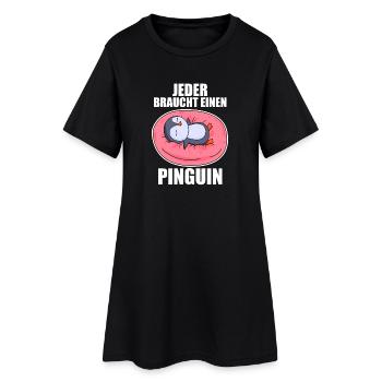Pinguin Pinguine - Frauen T-Shirt-Kleid - Schwarz - Vorne