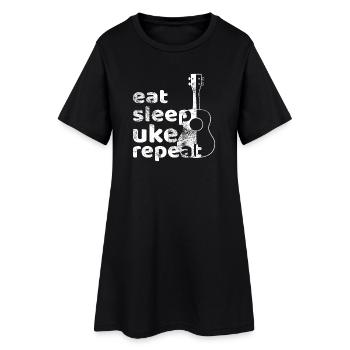 Mange, dors, ukulélé, répète ! Blanc - Robe T-shirt Femme - noir - Devant