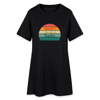 World's Okayest Teacher Retro Badge - Women’s T-Shirt Dress - black - Front