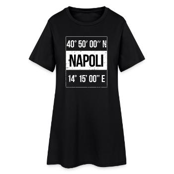Coordonnées : Naples, Naples, Italie - Robe T-shirt Femme - noir - Devant
