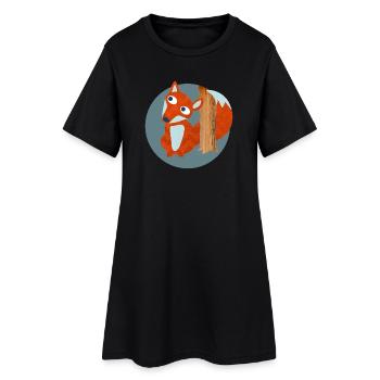 Fuchs Struktur Wald Kinderzimmer Muster Comic  - Frauen T-Shirt-Kleid - Schwarz - Vorne