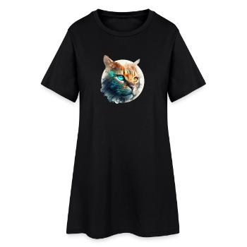 Beau chat avec deux couleurs d’yeux, hétérochromie - Robe T-shirt Femme - noir - Devant
