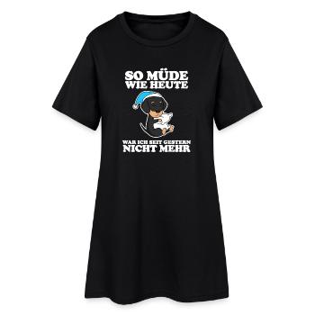 Müde Spruch lustig Schlafen Ausschlafen Faul - Frauen T-Shirt-Kleid - Schwarz - Vorne