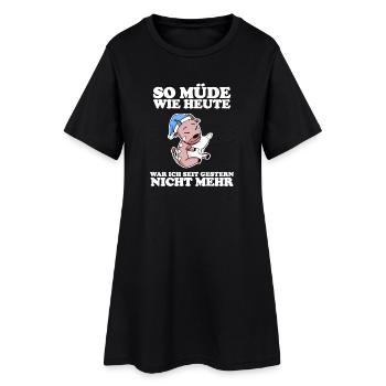 Müde Spruch lustig Schlafen Ausschlafen Faul - Frauen T-Shirt-Kleid - Schwarz - Vorne