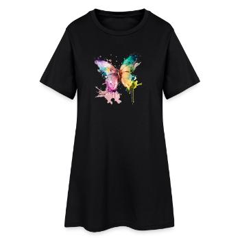 flatterne Träume - Frauen T-Shirt-Kleid - Schwarz - Vorne
