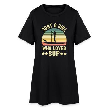 Stehpaddeln Stand Up Paddling SUP - Frauen T-Shirt-Kleid - Schwarz - Vorne
