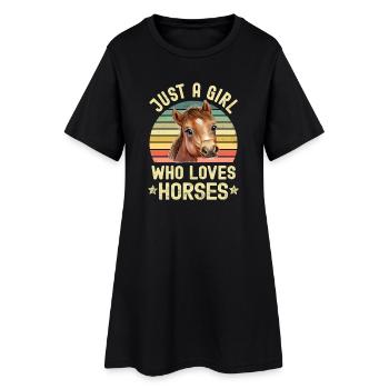 Chevaux à cheval - Robe T-shirt Femme - noir - Devant