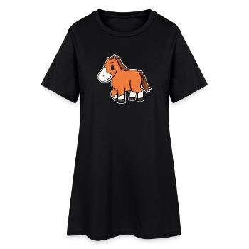 Motif de cheval - Robe T-shirt Femme - noir - Devant