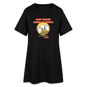 Retro Arcade Gaming Camp Logo - Women’s T-Shirt Dress - black - Front