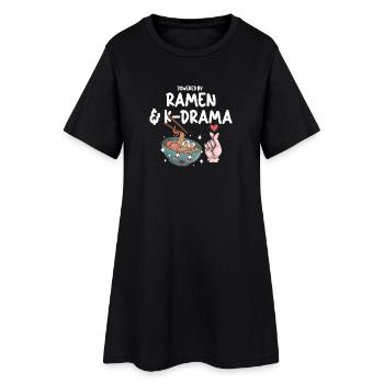 Propulsé par Ramen et K-drama - Robe T-shirt Femme - noir - Devant
