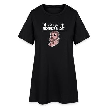 Muttertag - erster Muttertag Geschenk - Frauen T-Shirt-Kleid - Schwarz - Vorne