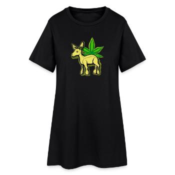Biche Cannabis-Cartoon Cannabiche 05 ohne Tippfehler - Frauen T-Shirt-Kleid - Schwarz - Vorne