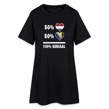 Bosnien und die Niederlande 100% Genius Flagge - Frauen T-Shirt-Kleid - Schwarz - Vorne