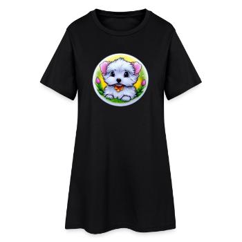 Chiot chien - Robe T-shirt Femme - noir - Devant
