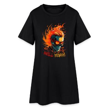 Flaming Skull with Hell Yeah - Women’s T-Shirt Dress - black - Front