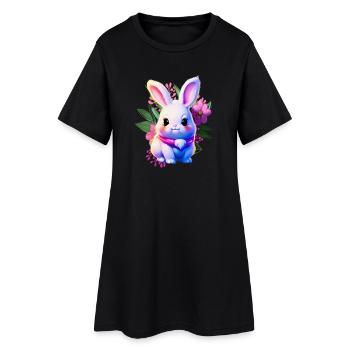 mignon lapin de Pâques floral avec des fleurs de Pâques - Robe T-shirt Femme - noir - Devant