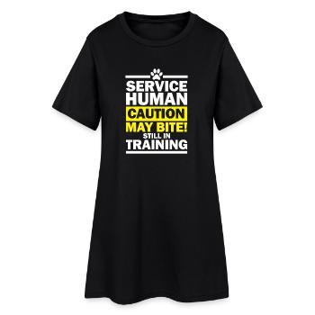 Service Human Caution May Bite Still in Training - Women’s T-Shirt Dress - black - Front