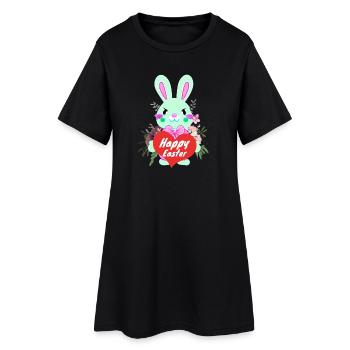 doux lapin de Pâques avec coeur Joyeuses Pâques - Robe T-shirt Femme - noir - Devant