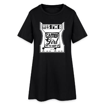 Oui, je suis une fille de joueur Essayez de continuer à jouer drôle - Robe T-shirt Femme - noir - Devant