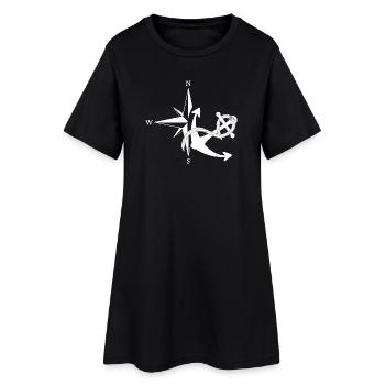 Anker & Seerose - Frauen T-Shirt-Kleid - Schwarz - Vorne