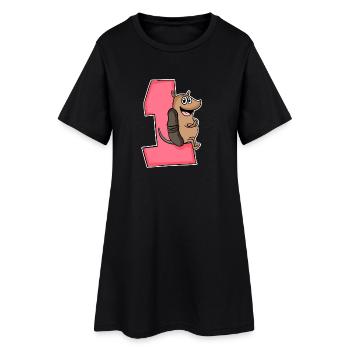 1 an - inscription scolaire - motif tatou - Gewi - Robe T-shirt Femme - noir - Devant