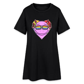 Arc-en-ciel - Axolotl avec lunettes et coeur - Robe T-shirt Femme - noir - Devant
