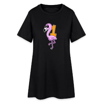 1 an - inscription à l’école - Motif Flamingo - Robe T-shirt Femme - noir - Devant