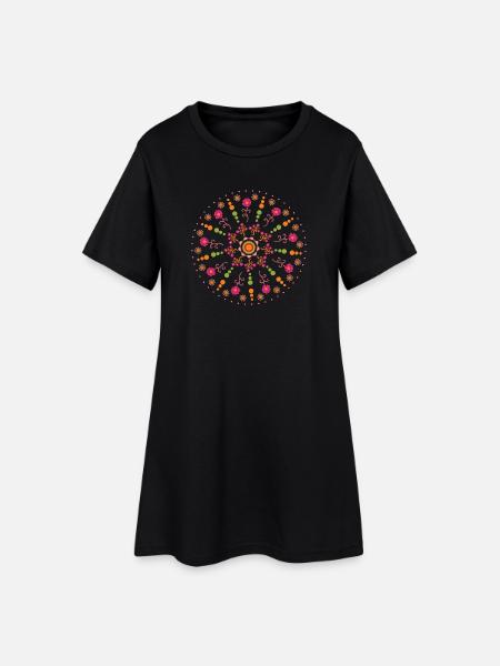 Mandala printemps coloré - Robe T-shirt Femme - noir