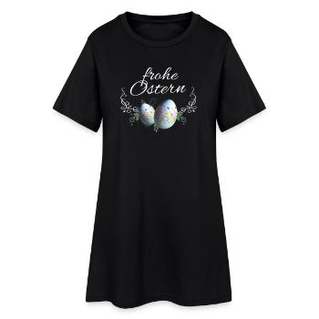 Frohe Ostern Osterei Deko - Frauen T-Shirt-Kleid - Schwarz - Vorne