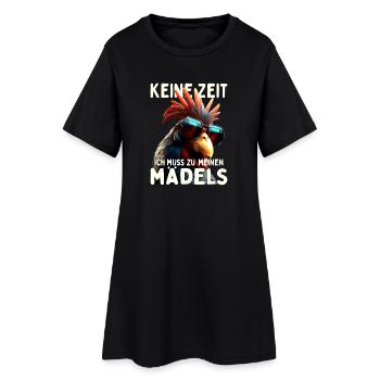 Hühner Keine Zeit Ich Muss Zu Meinen Mädels Hahn - Frauen T-Shirt-Kleid - Schwarz - Vorne