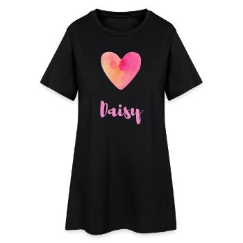 Daisy Heart Girl Pastel Aesthetic Shirt - Women’s T-Shirt Dress - black - Front