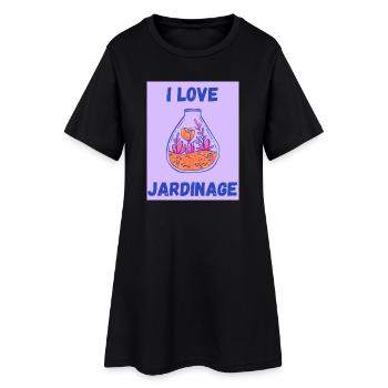 I LOVE,JARDINAGE,PRINTEMPS,HUMOUR,RETRAITE - Robe T-shirt Femme - noir - Devant