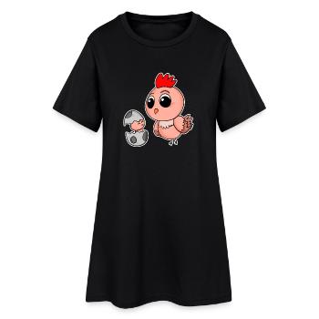 Chicken Family - Chicken with Baby - Chicken Motif - Women’s T-Shirt Dress - black - Front