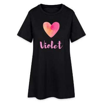 T-shirt esthétique Pastel Pink Heart Girl violet - Robe T-shirt Femme - noir - Devant
